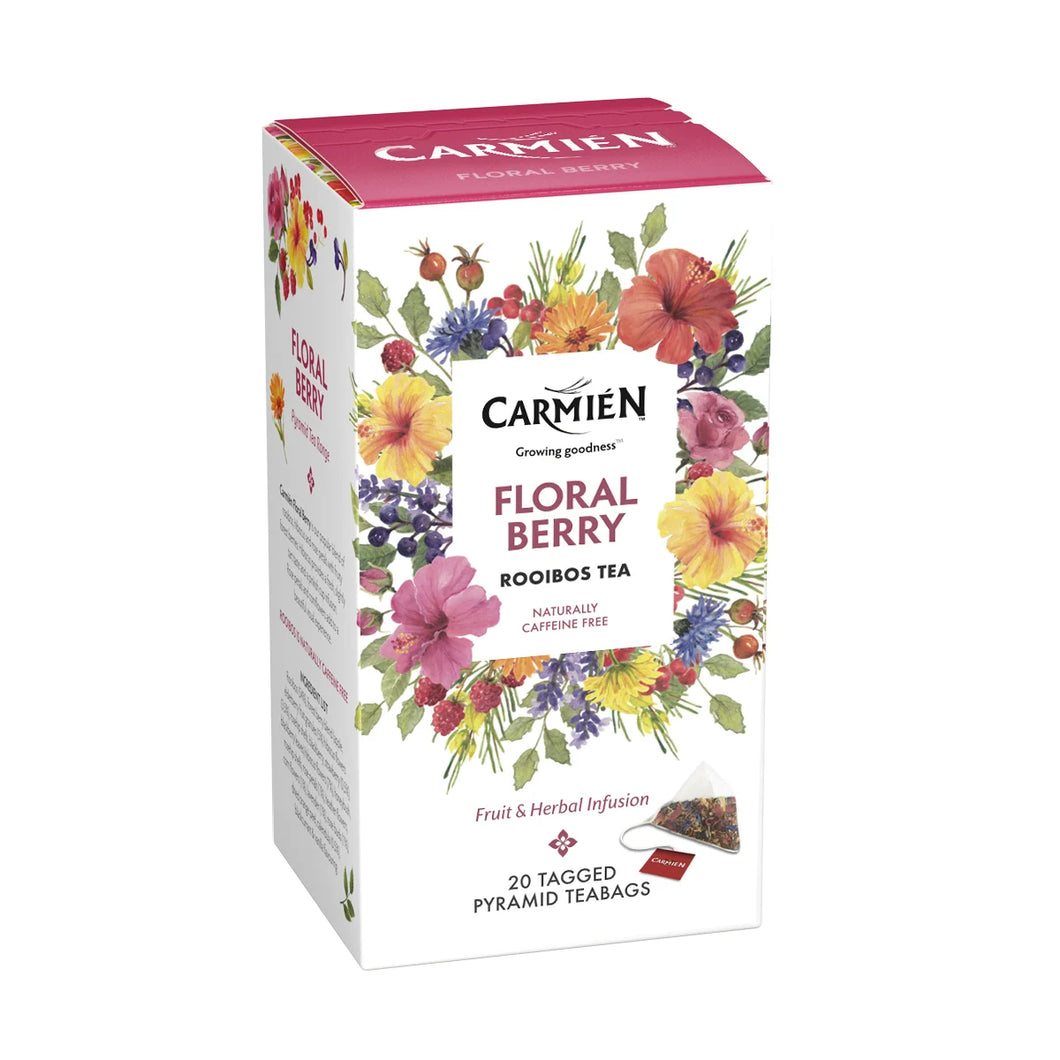 Carmién Floral Berry Rooibos Tea (20 Pyramid Teabags)