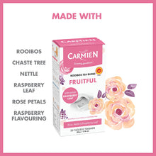 Load image into Gallery viewer, Carmién Fruitful with Raspberry Leaf Rooibos Tea (20 Teabags)
